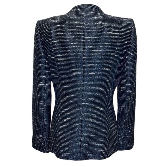Lafayette 148 - Women’s Tweed Blazer, Silk Blend, Asymmetric, Black/White Size 4 - Picture 7 of 17